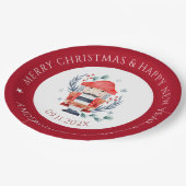 kerstnootmuskaat rood grenspapier papieren bordje (Gekanteld)