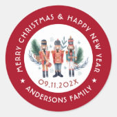 kerstnootmuskaat samenstelling rode grenschoco ronde sticker (Voorkant)