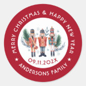 kerstnootmuskaten samenstelling rode grens ronde sticker (Voorkant)