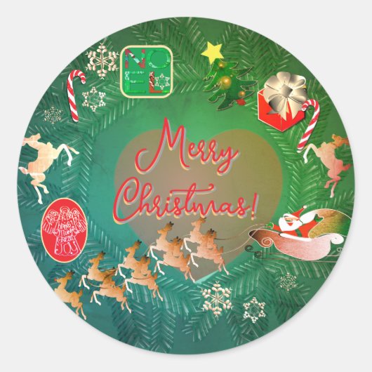 Kerstnostalgie Ronde Sticker (Voorkant)