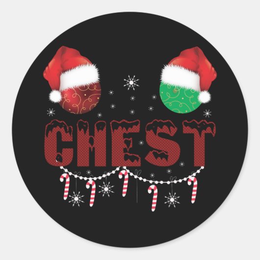Kerstnoten Kerst Matching Kerst Koppels Ronde Sticker (Voorkant)