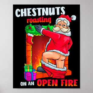 Kerstnoten roosteren grappige stoute Kerstman vies Poster