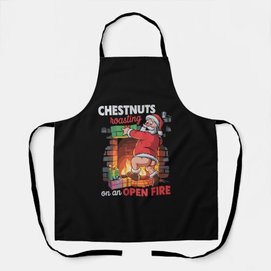 Kerstnoten roosteren Grappige stoute Kerstman Vies Schort (Voorkant)