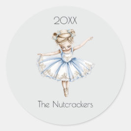 Kerstnotenkraker Ballerina Waterverf Ronde Sticker