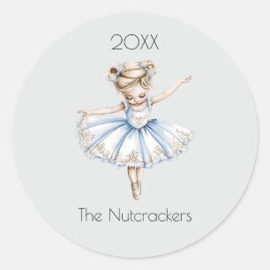 Kerstnotenkraker Ballerina Waterverf Ronde Sticker