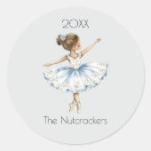 Kerstnotenkraker Ballerina Waterverf Ronde Sticker (Voorkant)