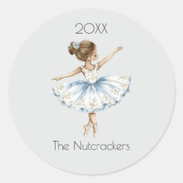 Kerstnotenkraker Ballerina Waterverf Ronde Sticker