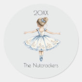 Kerstnotenkraker Ballerina Waterverf Ronde Sticker (Voorkant)