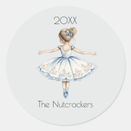 Kerstnotenkraker Ballerina Waterverf Ronde Sticker