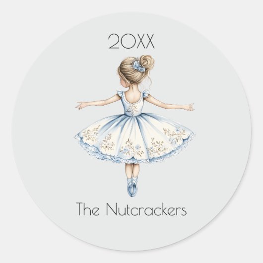 Kerstnotenkraker Ballerina Waterverf Ronde Sticker (Voorkant)
