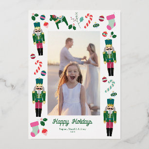 Kerstnotenkraker gepersonaliseerde vakantie Folie Folie Feestdagenkaart