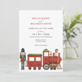 Kerstnotenkraker met trein trouw kerstmis save the date (Staand voorkant)