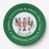 Kerstnotenkrakers compositie groene grens papieren bordje (Voorkant)