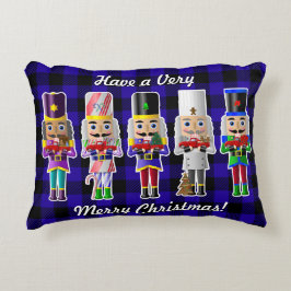 Kerstnotenkrakers met kleine rode vrachtwagens accent kussen