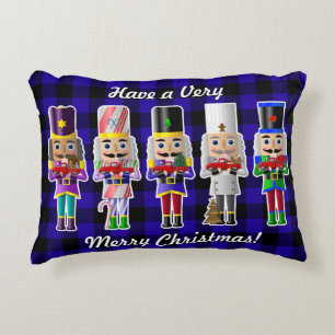 Kerstnotenkrakers met kleine rode vrachtwagens accent kussen