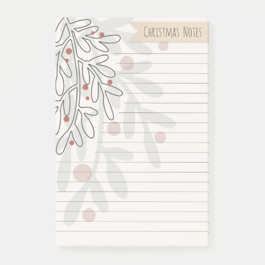Kerstnotities abstracte maretak tekening post-it® notes (Voorkant)