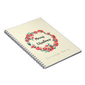 Kerstnotities Rood Floral Waterverf Wreate Notitieboek (Rechterzijde)