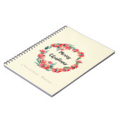 Kerstnotities Rood Floral Waterverf Wreate Notitieboek (Linkerzijde)