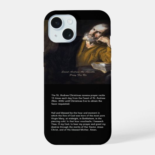 Kerstnovene van Sint-Andreas iPhone 15 Case (Achterkant)