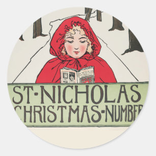 kerstnummer Sint-Nicolaas (1896) Ronde Sticker