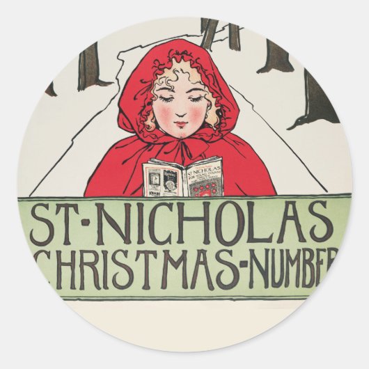 kerstnummer Sint-Nicolaas (1896) Ronde Sticker (Voorkant)