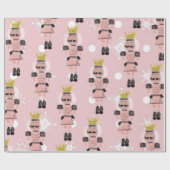 kerstNutcracker Hand Drawn Pink Soldaat Cadeaupapier (Vlak)