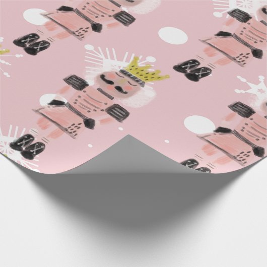 kerstNutcracker Hand Drawn Pink Soldaat Cadeaupapier (Hoek)