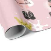 kerstNutcracker Hand Drawn Pink Soldaat Cadeaupapier (Rol Hoek)