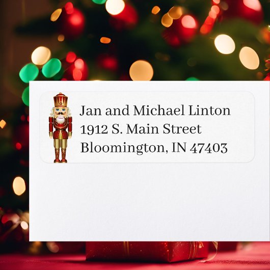 kerstNutcracker Personalize Return Address La Etiket