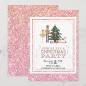 KerstNutkraker Roze Glitter Uitnodiging (Voorkant / Achterkant)