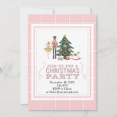 KerstNutkraker Roze lijnen Uitnodiging (Voorkant)