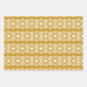 Kerstocher mosterd bronzen sneeuwvlokken inpakpapier vel (Voorkant 2)