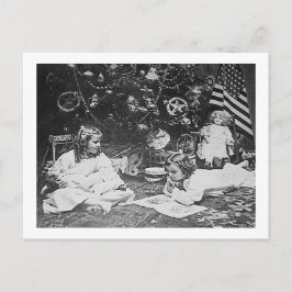 Kerstochtend 1901 Stereoview Feestdagenkaart