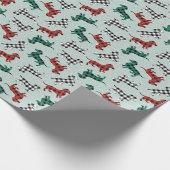 kerstochtend Buffalo Pset Dachshunds Cadeaupapier (Hoek)