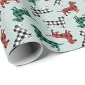 kerstochtend Buffalo Pset Dachshunds Cadeaupapier (Rol Hoek)