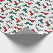 kerstochtend Buffalo Pset Dachshunds Cadeaupapier (Hoek)