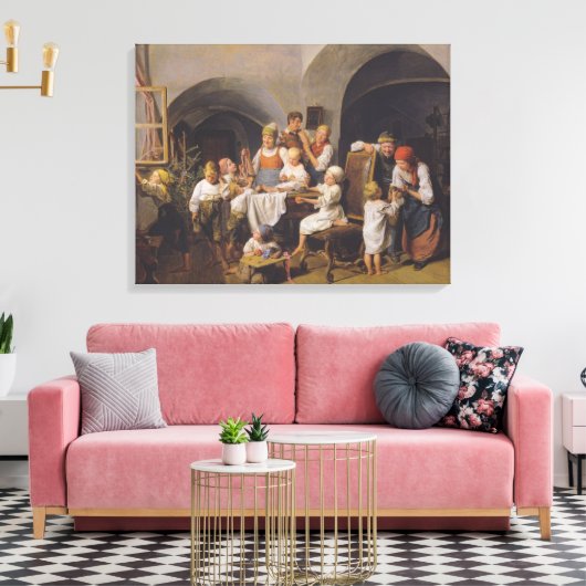 Kerstochtend (door Ferdinand Georg Waldmüller) Canvas Afdruk (Insitu (Woonkamer))