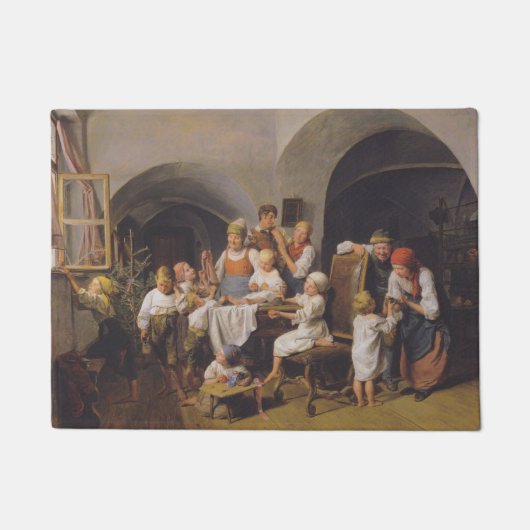 Kerstochtend (door Ferdinand Georg Waldmüller) Deurmat (Voorkant)