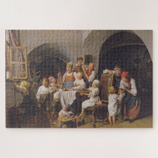 Kerstochtend (door Ferdinand Georg Waldmüller) Legpuzzel (Horizontaal)