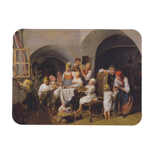 Kerstochtend (door Ferdinand Georg Waldmüller) Magneet (Horizontaal)