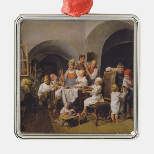 Kerstochtend (door Ferdinand Georg Waldmüller) Metalen Ornament (Voorkant)