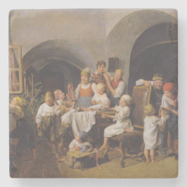 Kerstochtend (door Ferdinand Georg Waldmüller) Stenen Onderzetter