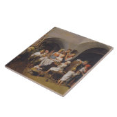 Kerstochtend (door Ferdinand Georg Waldmüller) Tegeltje (Zijkant)