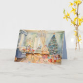 Kerstochtend Gevouwen Wenskaart Kaart (Gele Bloem)