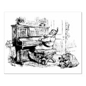 Kerstochtend in het kerstfeest rubberstempel (Afrduk)