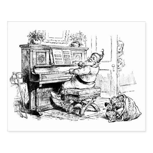 Kerstochtend in het kerstfeest rubberstempel (Afrduk)