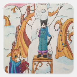 Kerstochtend, kasten Rechthoekig sticker