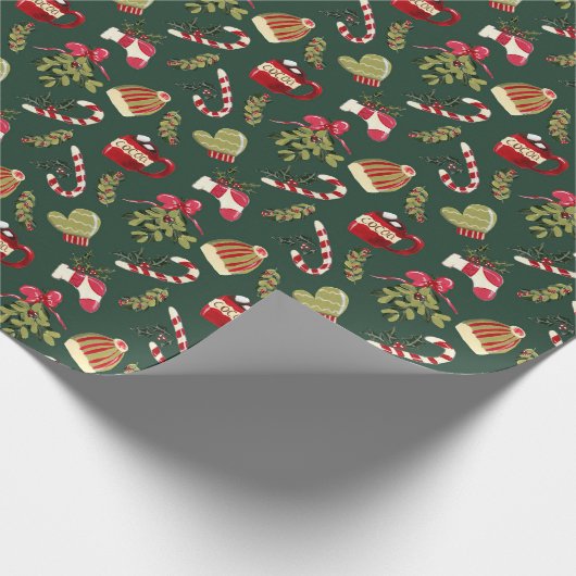 Kerstochtend met cacao en marshmallows cadeaupapier (Hoek)