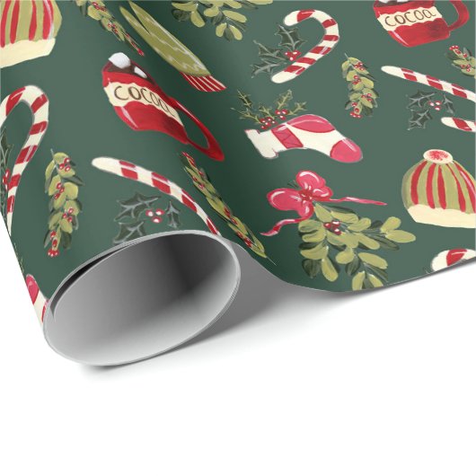 Kerstochtend met cacao en marshmallows cadeaupapier (Rol Hoek)