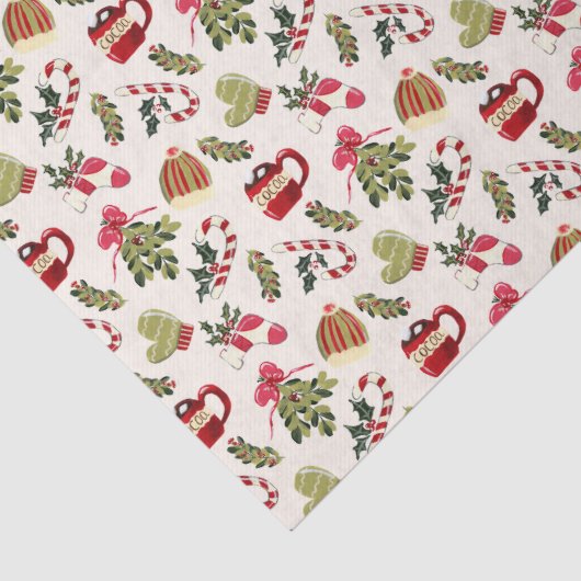 Kerstochtend met cacao en marshmallows tissuepapier (Detail)